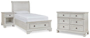 Robbinsdale Twin Sleigh Storage Bed, Dresser and Nightstand