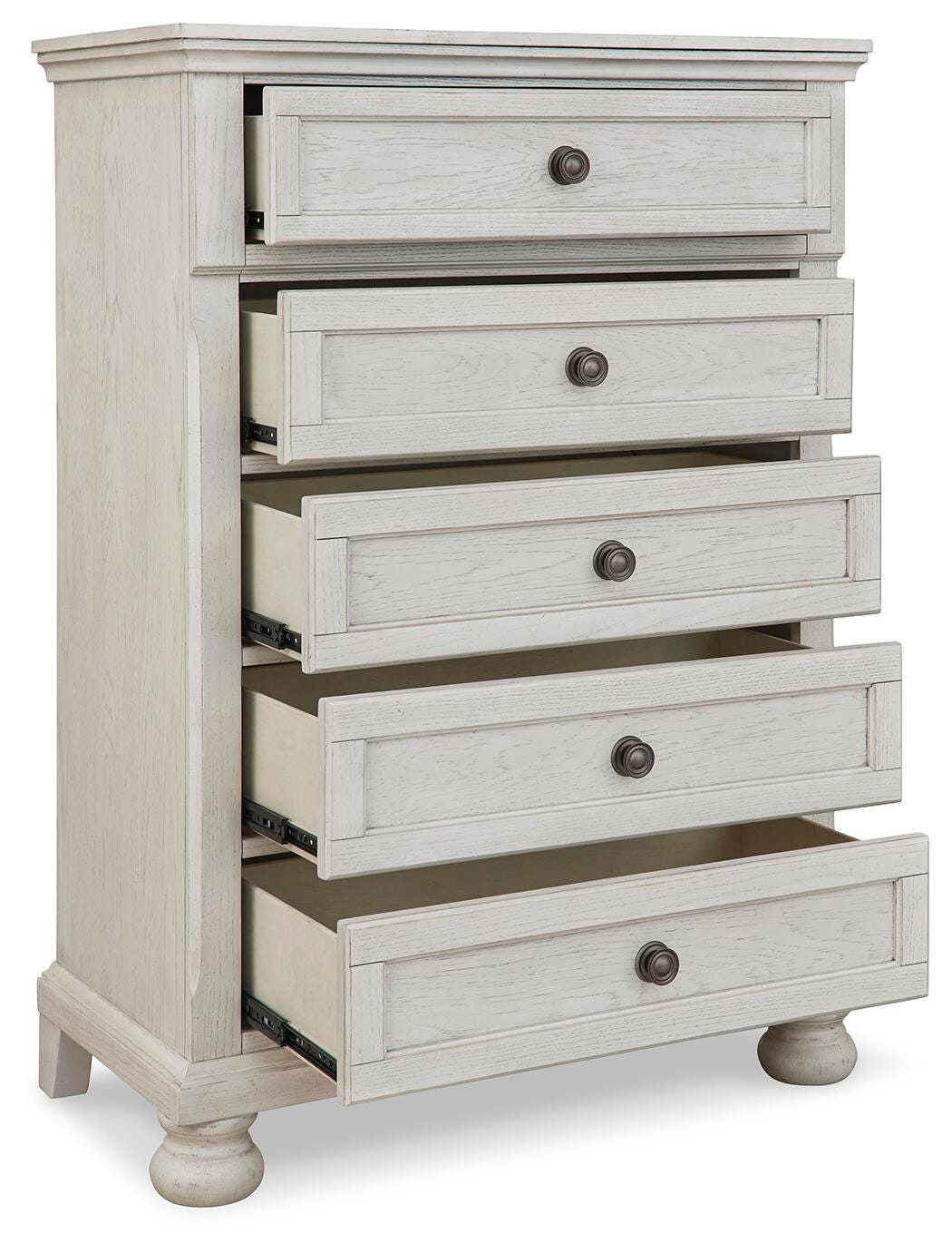 Robbinsdale Full Storage Sleigh Bed, Dresser, Mirror, Chest and Nightstand