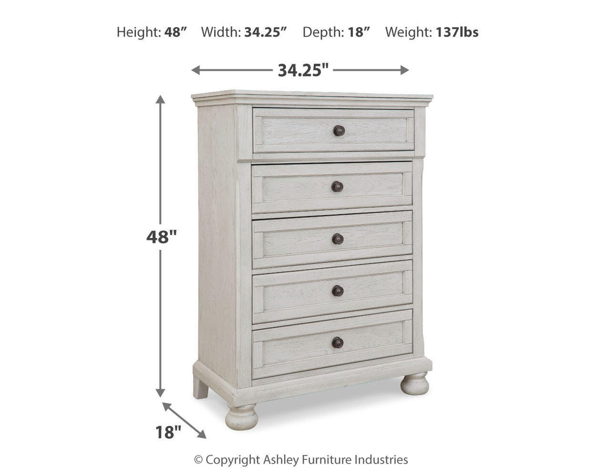 Robbinsdale Full Storage Sleigh Bed, Dresser, Mirror, Chest and Nightstand