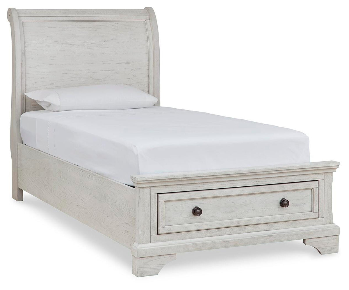Robbinsdale Twin Sleigh Storage Bed, Dresser and Mirror