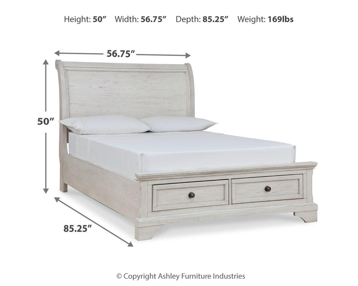 Robbinsdale Full Storage Sleigh Bed, Dresser, Mirror, Chest and Nightstand