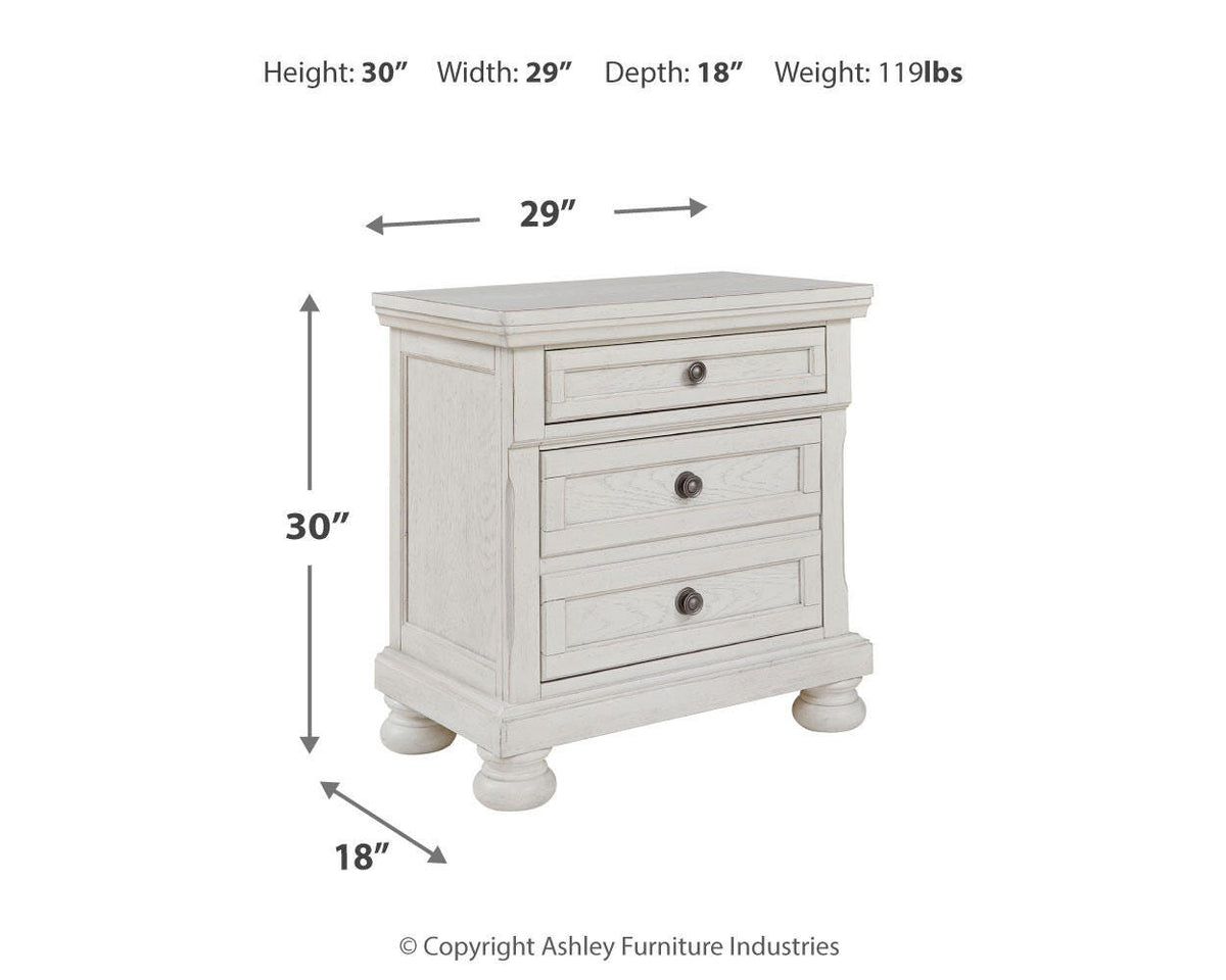 Robbinsdale Full Sleigh Storage Bed, Chest and Nightstand