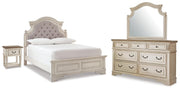 Realyn King Panel Bed, Dresser, Mirror and Nightstand