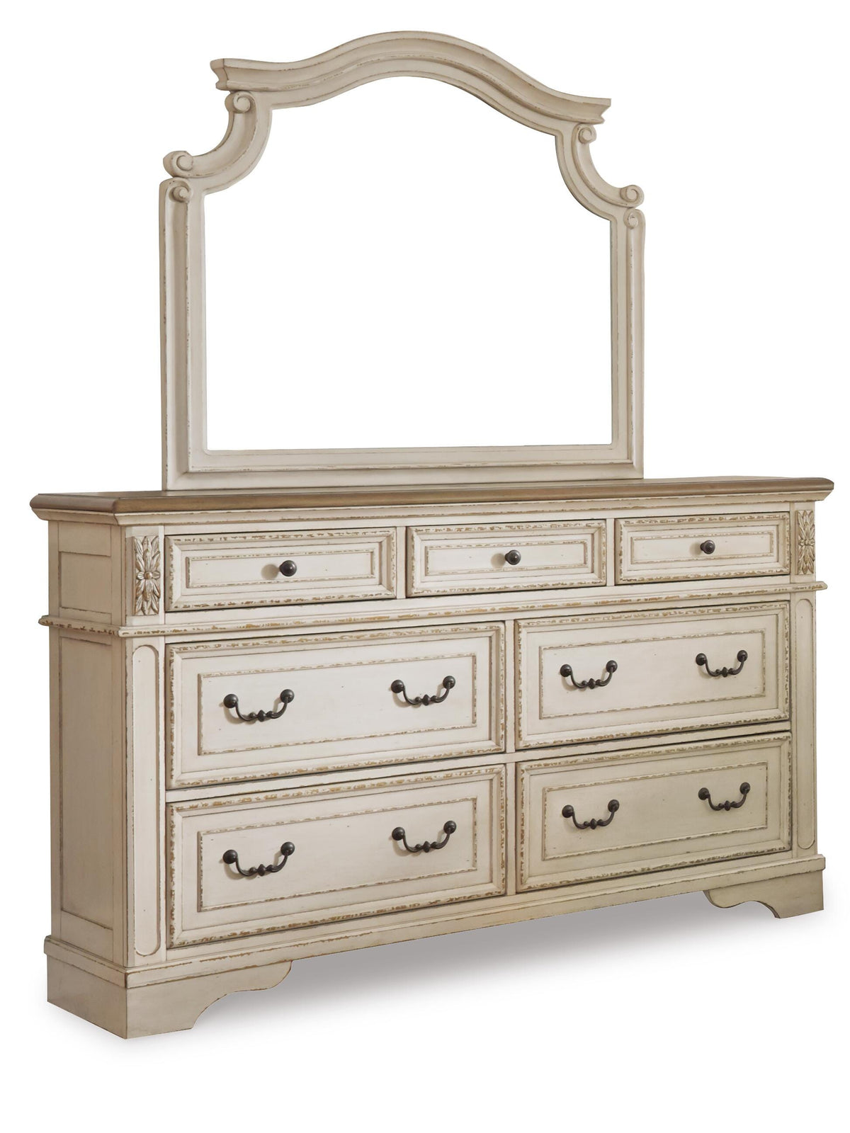 Realyn Upholstered Bed Set - California King, Mirrored Dresser