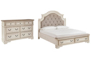 Realyn Upholstered Bed Set - Queen, Dresser