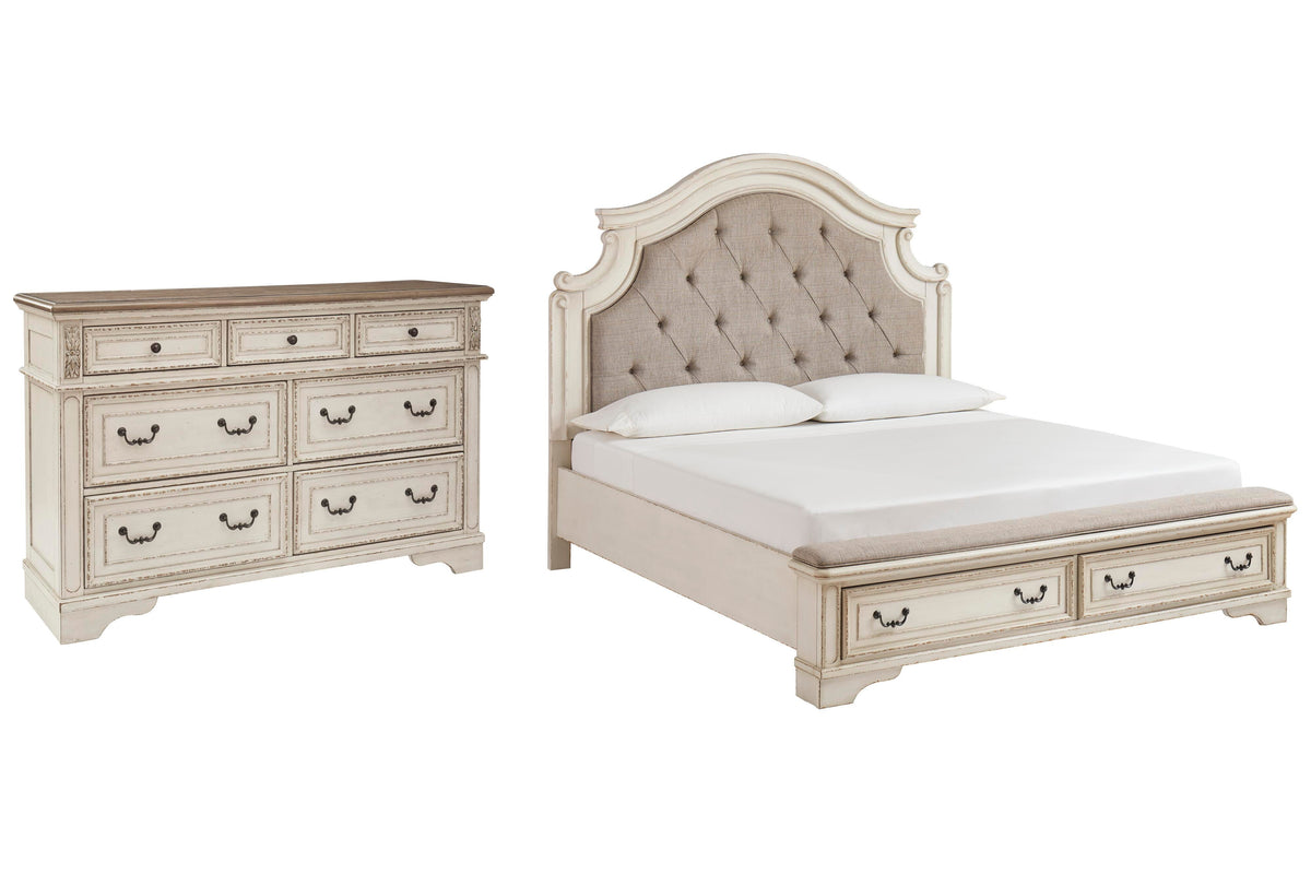 Realyn Upholstered Bed Set - Queen, Dresser