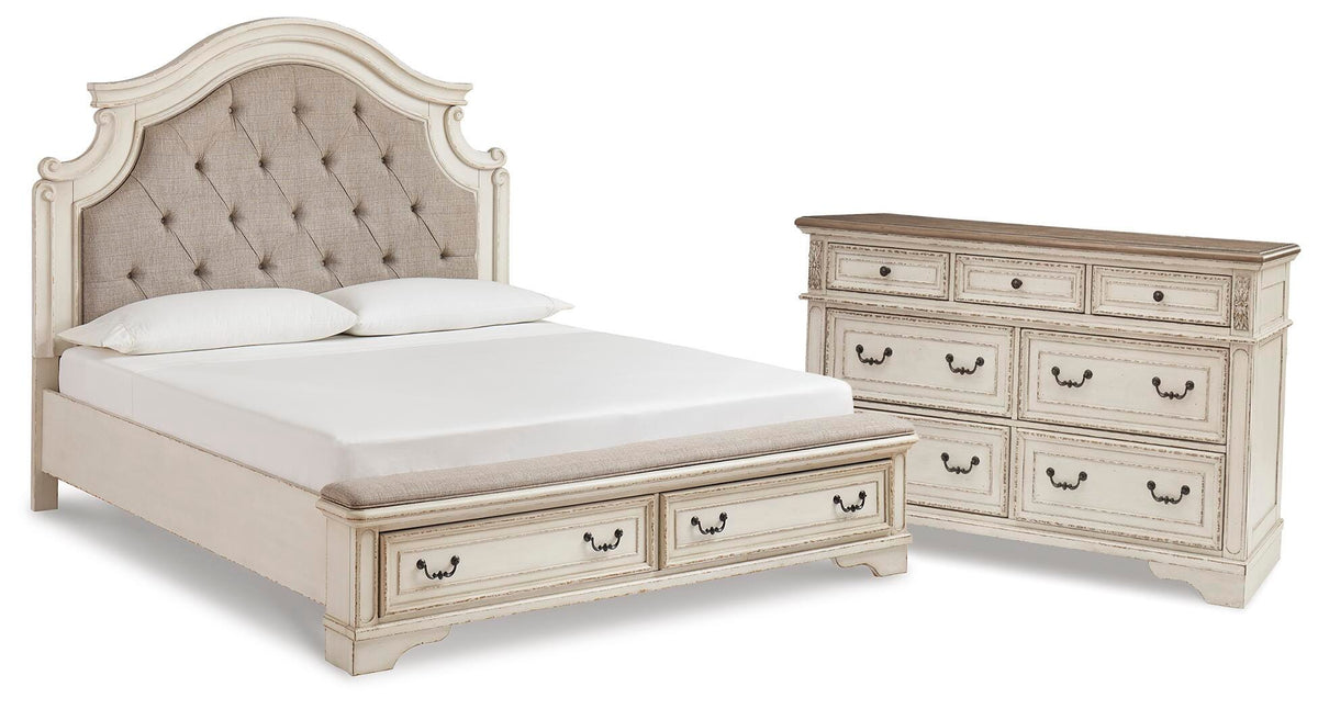 Realyn Upholstered Bed Set - King, Dresser