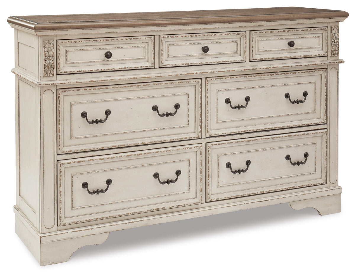 Realyn Upholstered Bed Set - Queen, Dresser