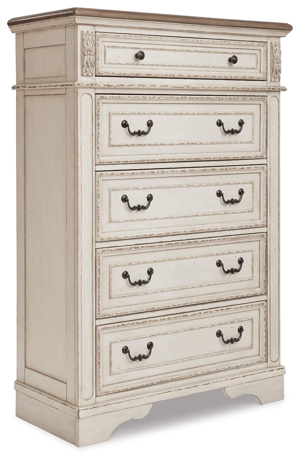 Realyn King Panel Bed, Dresser, Mirror, Chest and Nightstand