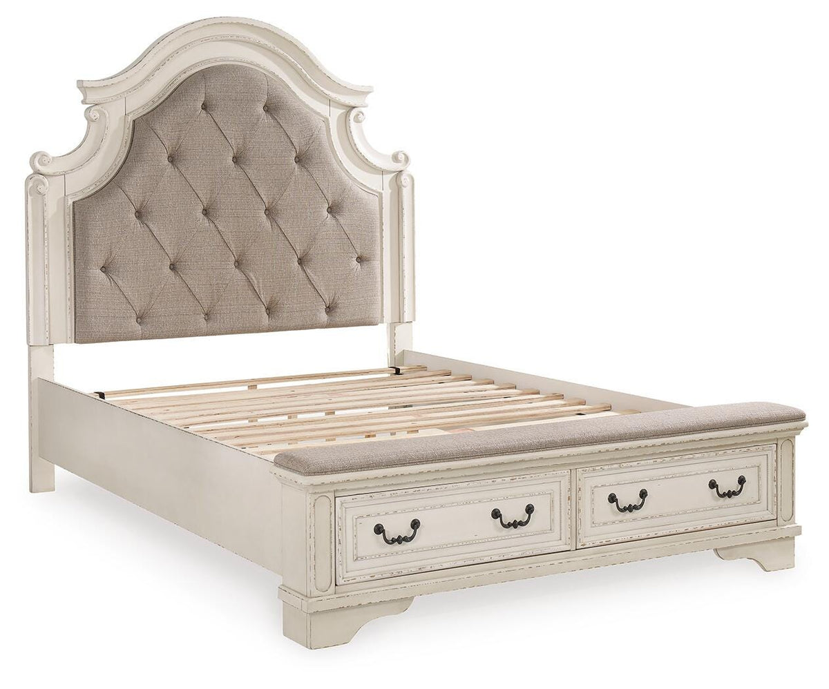 Realyn Queen Panel Bed, Dresser, Mirror, Chest and Nightstand