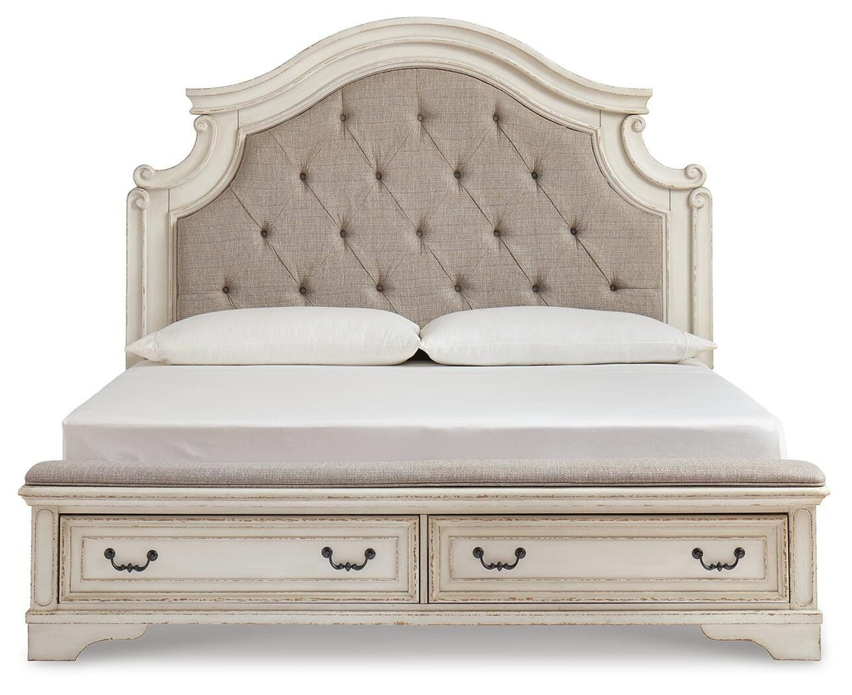 Realyn King Upholstered Bed with Dresser and Mirror