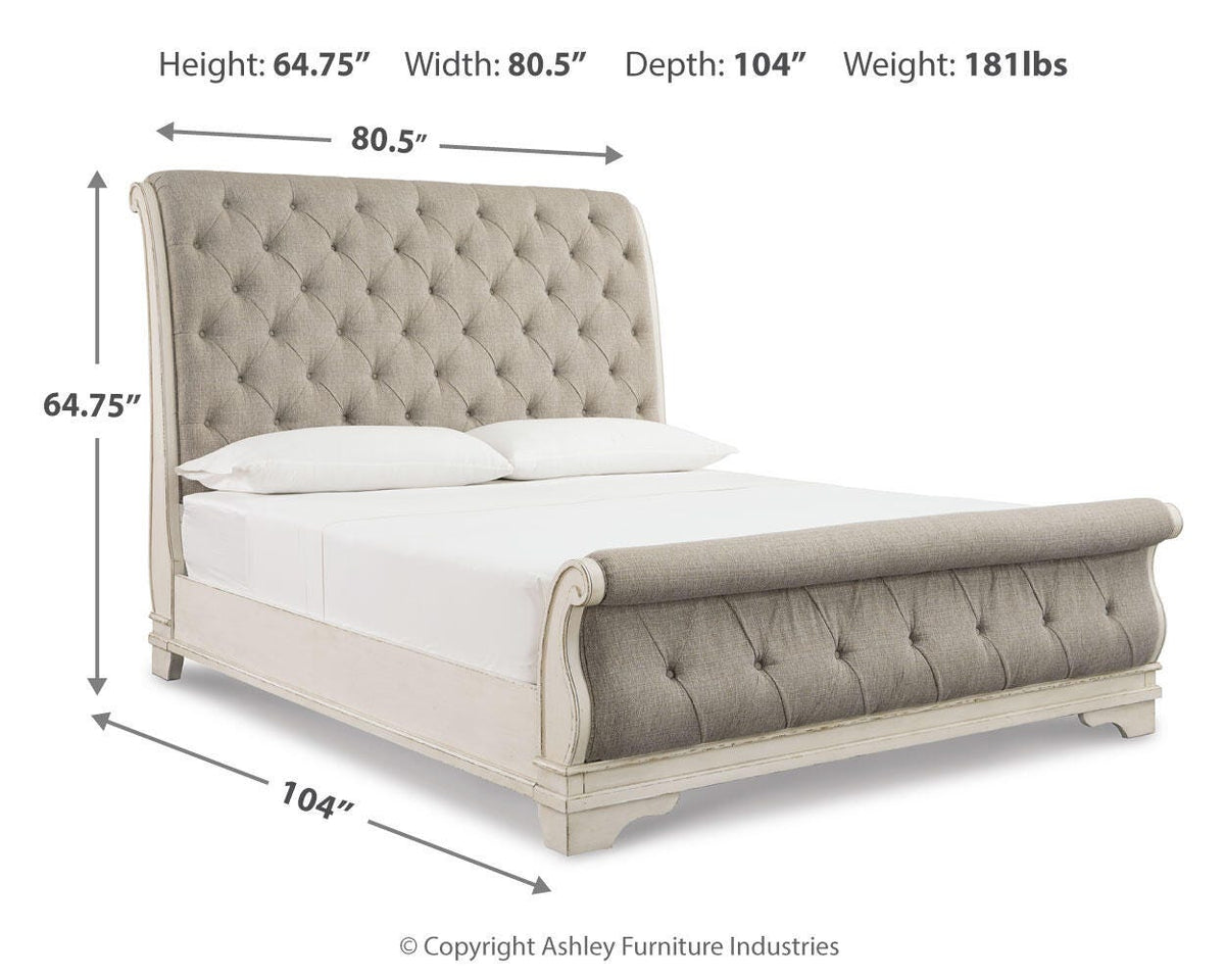 Realyn King Sleigh Bed, Dresser and 2 Nightstands