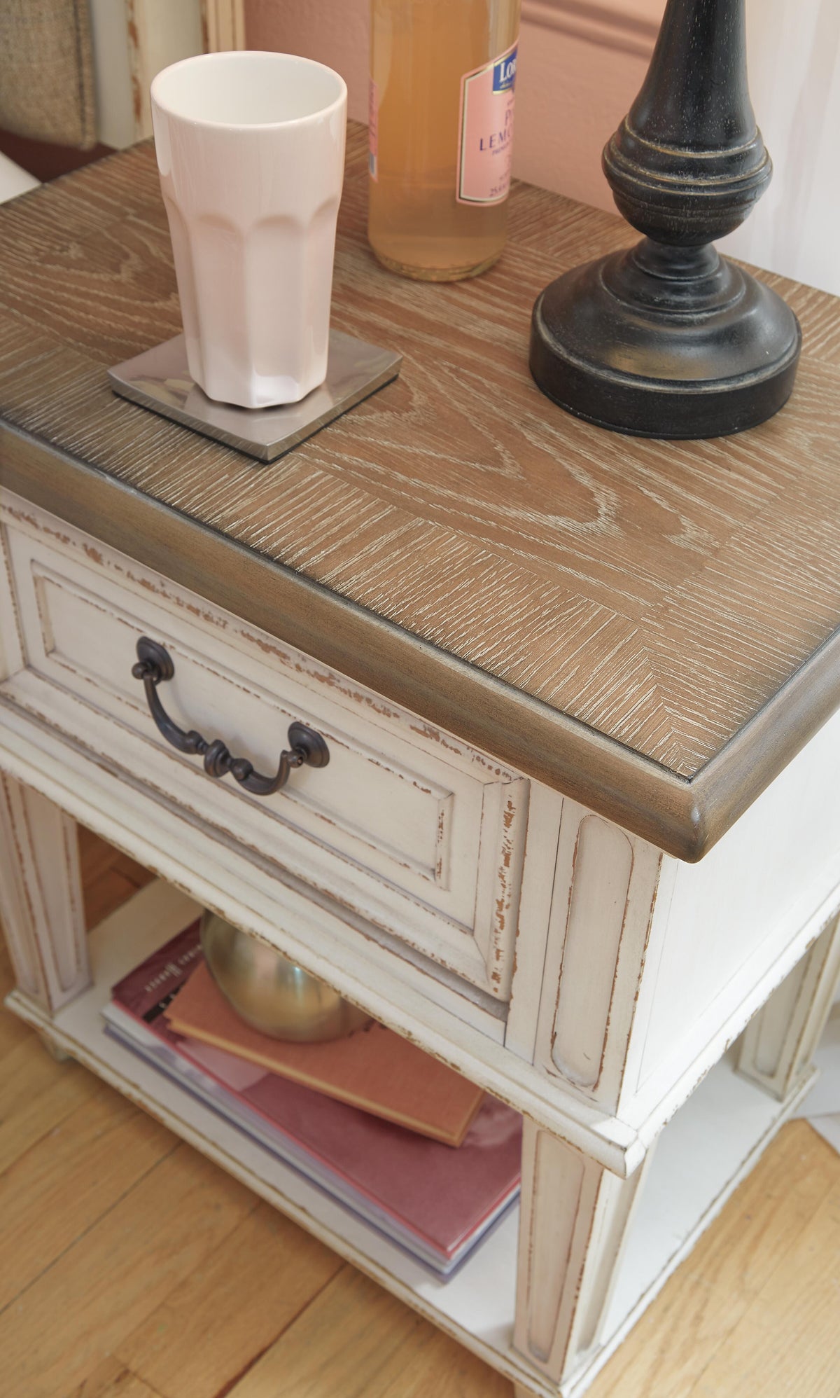 Realyn King Storage Bed, Dresser and Nightstand