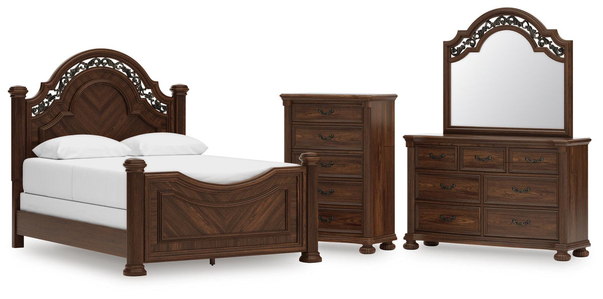 Lavinton Poster Bed Set - Queen, Dresser, Mirror and Chest