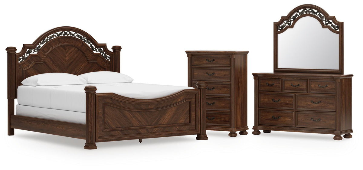 Lavinton Poster Bed Set - California King, Dresser, Mirror and Chest
