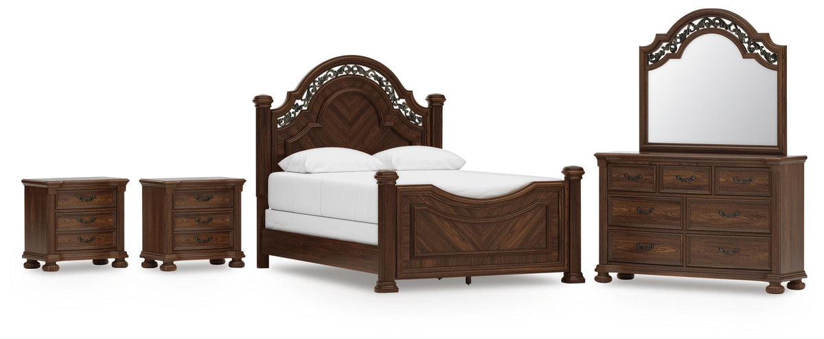 Lavinton Poster Bed Set - Queen, Dresser, Mirror and 2 Nightstands