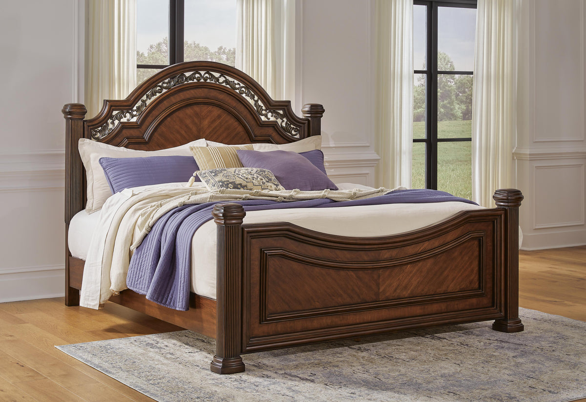 Lavinton King Poster Bed, Dresser, Mirror, Chest and 2 Nightstands