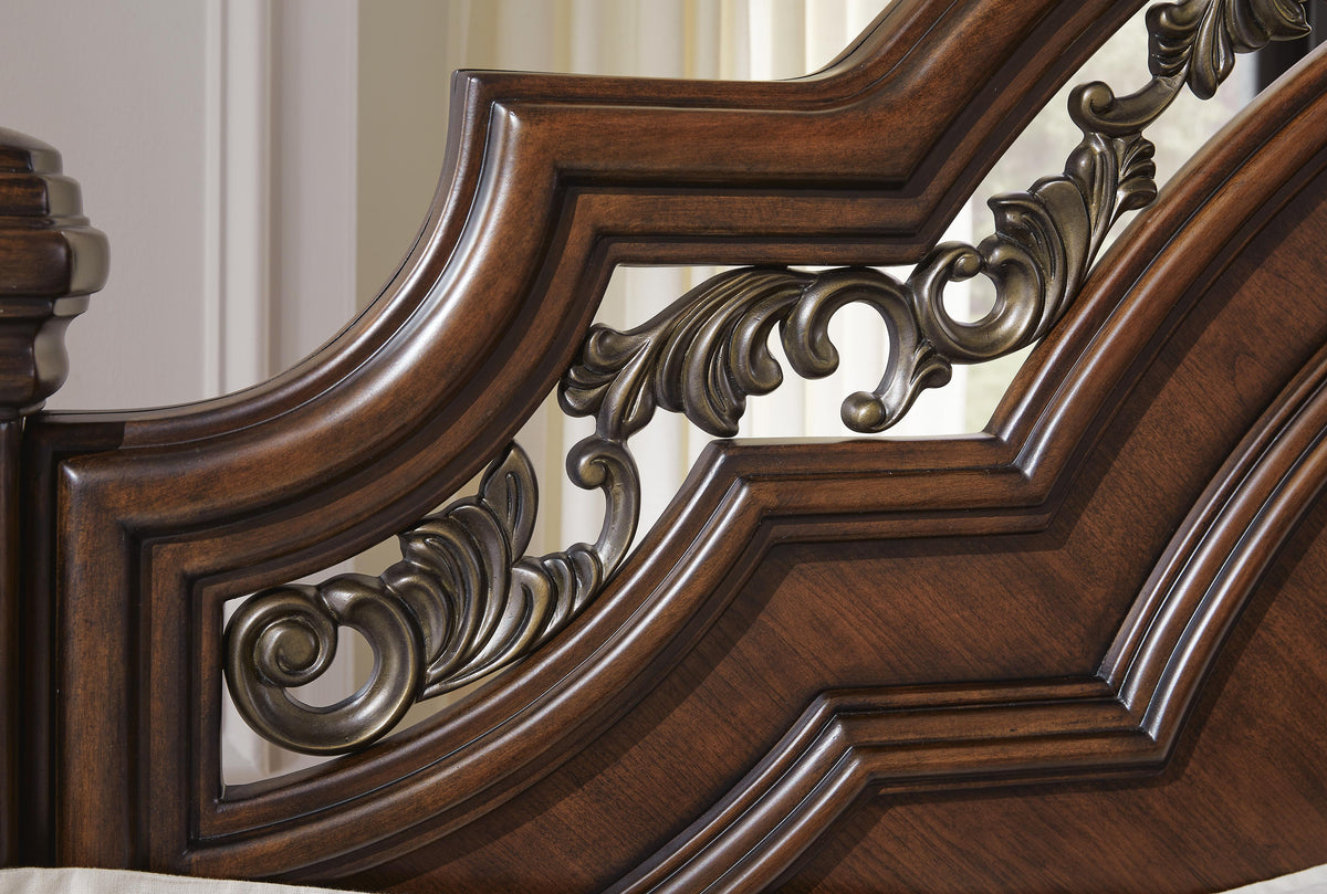 Lavinton Queen Poster Bed, Dresser, Mirror and Nightstand