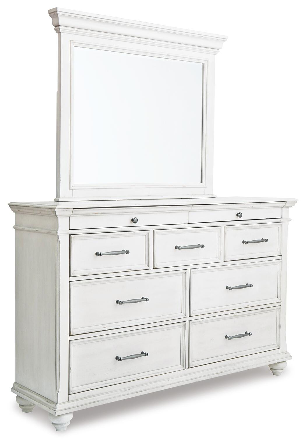 Kanwyn Panel Bed Set - King, Mirrored Dresser