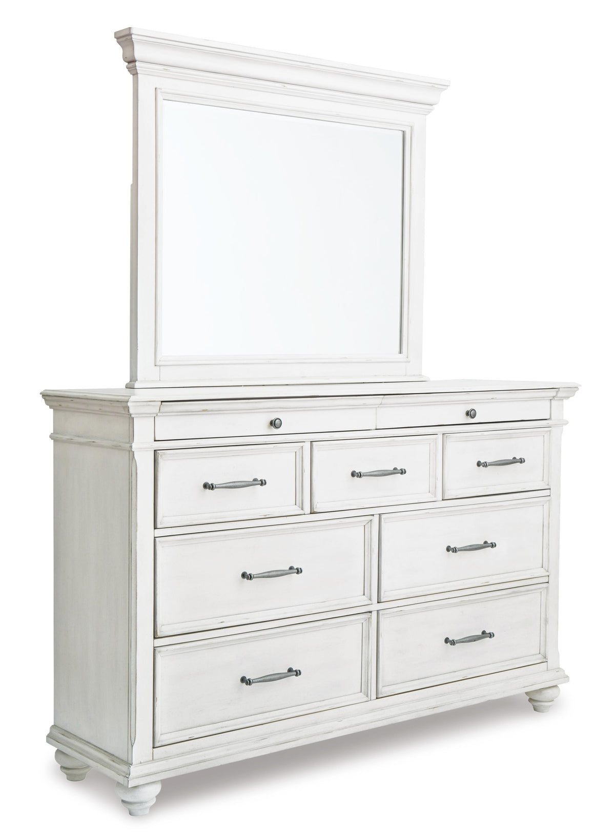 Kanwyn Panel Bed Set - King, Mirrored Dresser and 2 Nightstands