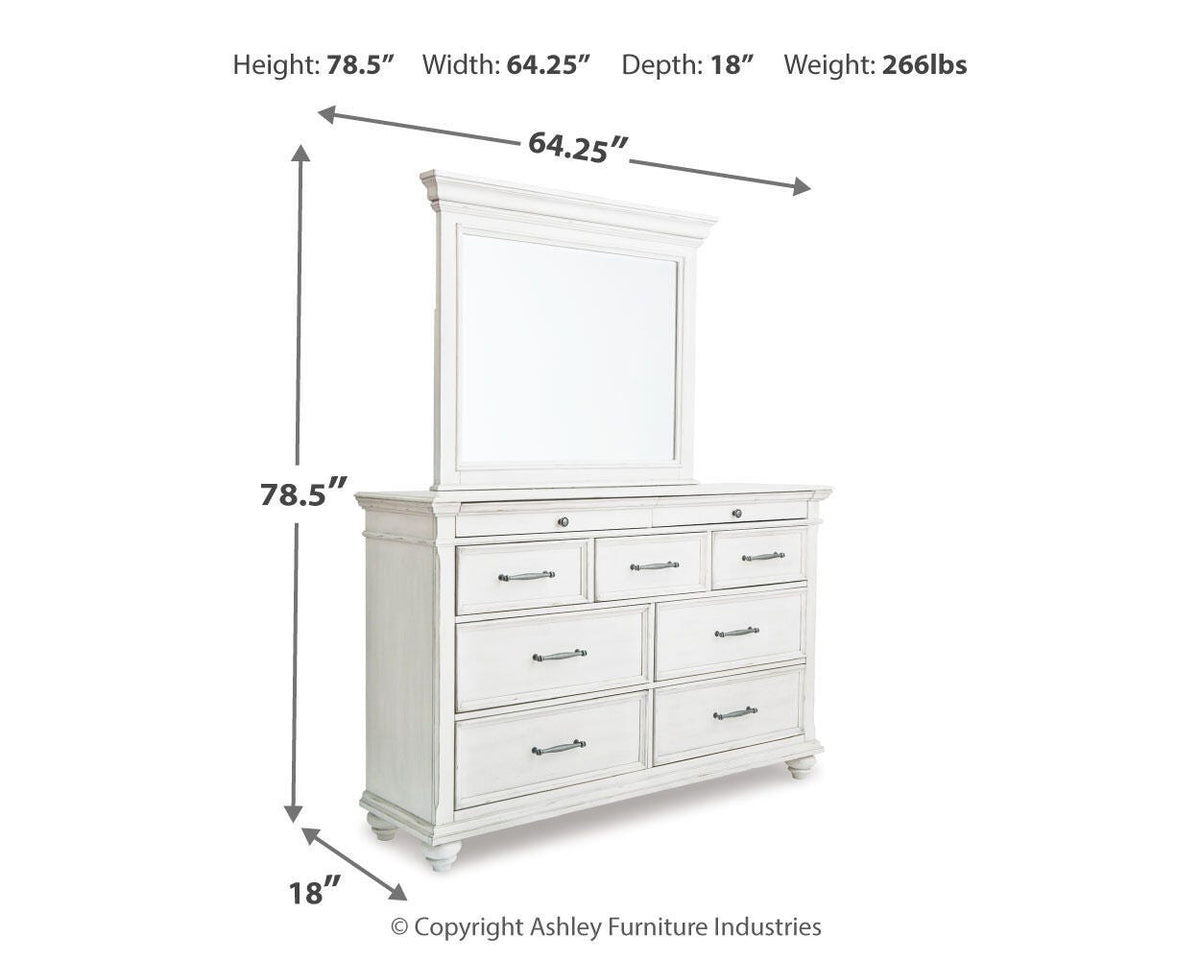 Kanwyn Panel Bed Set - Queen, Storage Bench, Dresser and Mirror