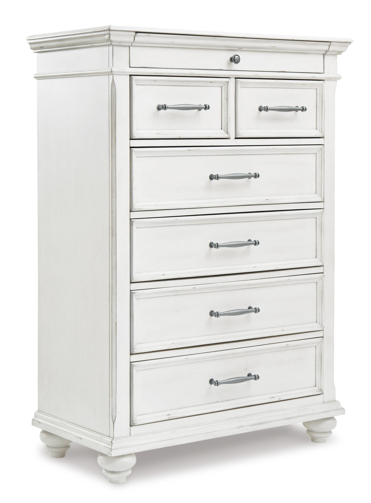 Kanwyn Panel Bed Set - King, Mirrored Dresser and Chest