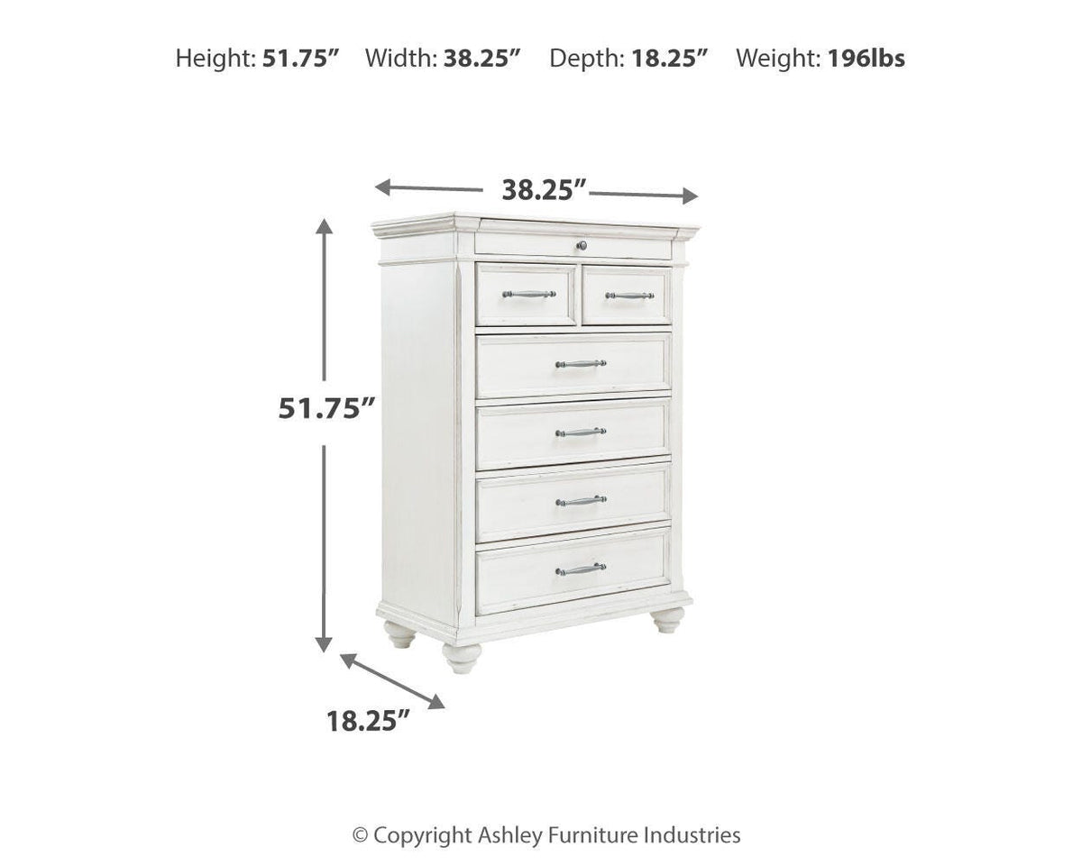 Kanwyn Panel Bed Set - King, Mirrored Dresser and Chest