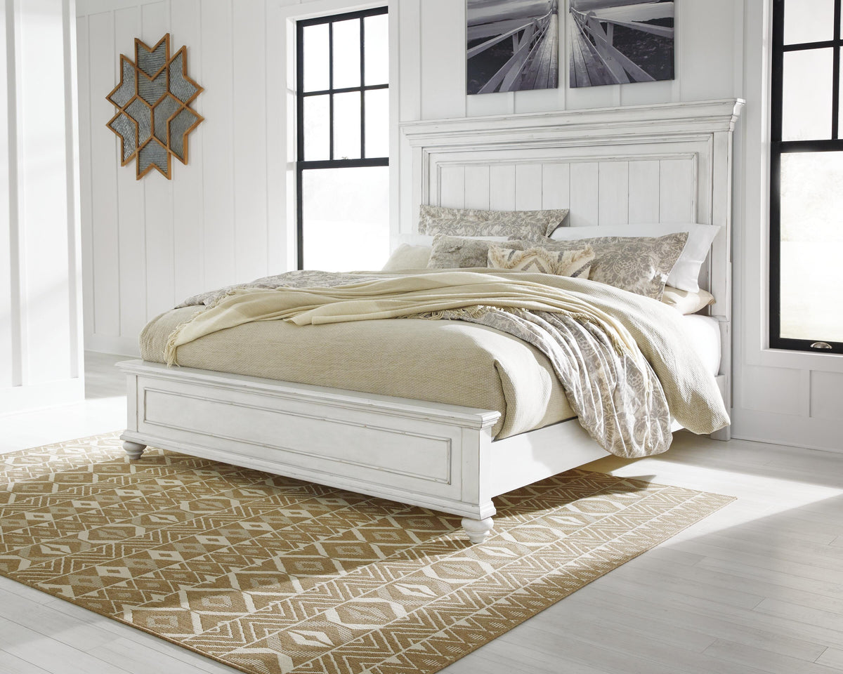 Kanwyn King Panel Bed, Dresser, Mirror, Chest and 2 Nightstands