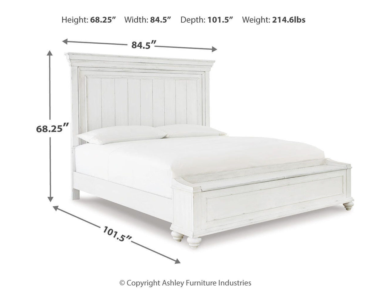Kanwyn Panel Bed with Storage Bench - California King