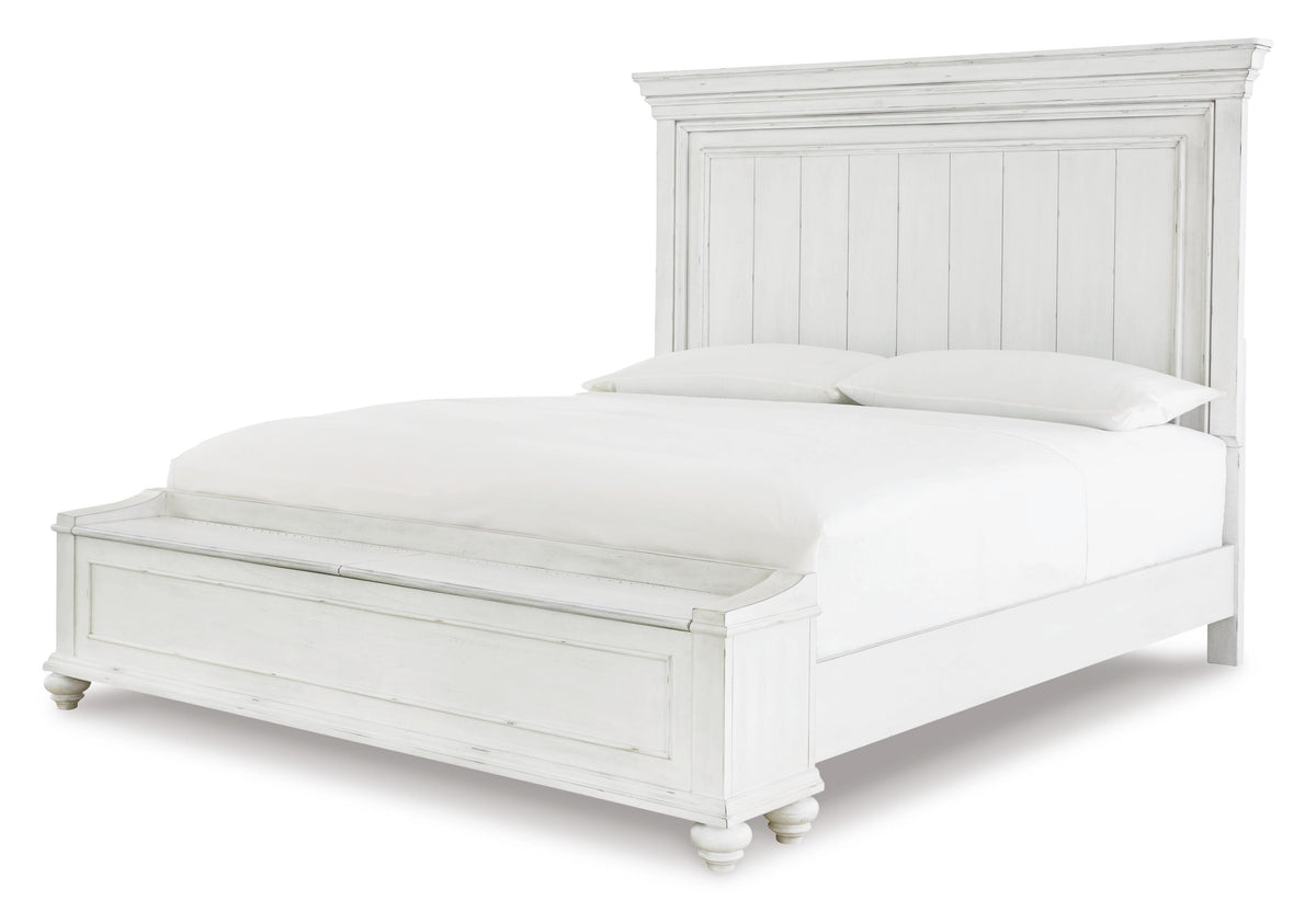 Kanwyn King Panel Bed with Storage, Dresser and Mirror