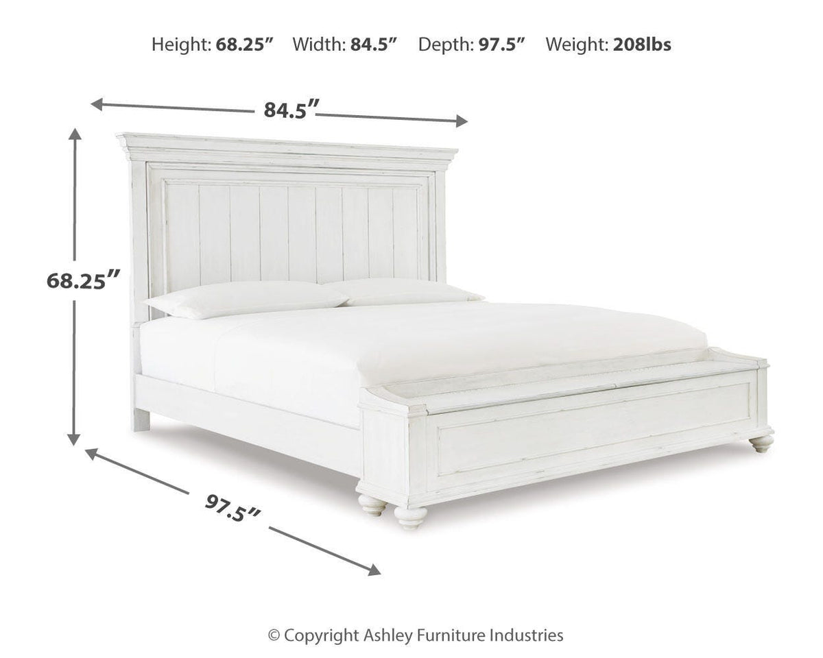 Kanwyn Panel Bed Set - King, Mirrored Dresser