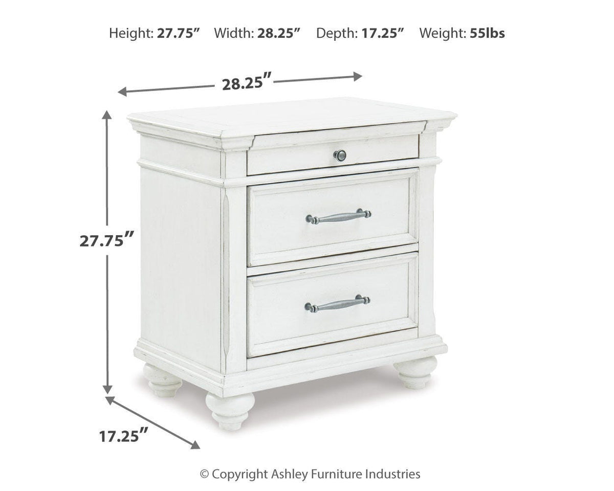 Kanwyn Panel Bed Set - King, Mirrored Dresser and 2 Nightstands