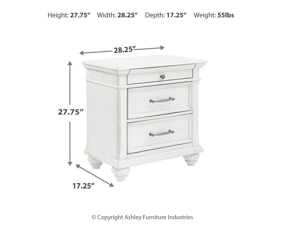 Kanwyn Queen Upholstered Panel Bed, Dresser, and Nightstand