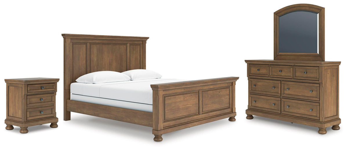 Feddinger Panel Bed Set - King, Mirrored Dresser and Nightstand