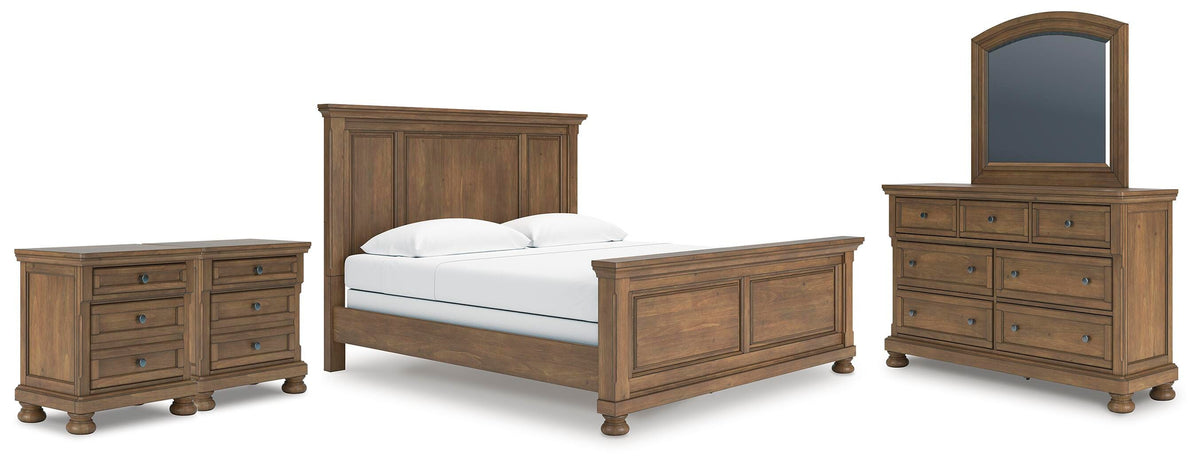 Feddinger Panel Bed Set - King, Mirrored Dresser and 2 Nightstands