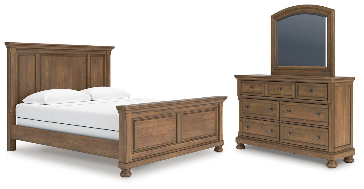 Feddinger Panel Bed Set - King, Mirrored Dresser