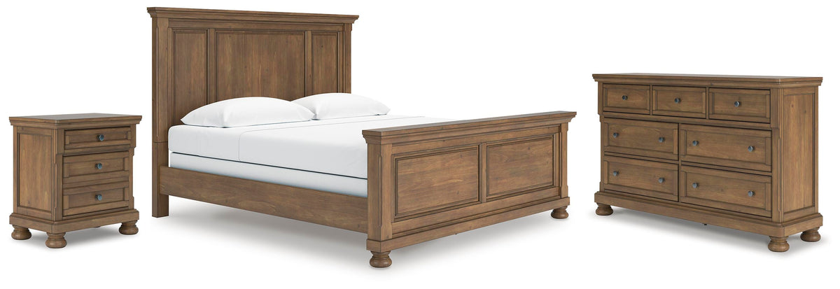 Feddinger Panel Bed Set - King, Dresser and Nightstand