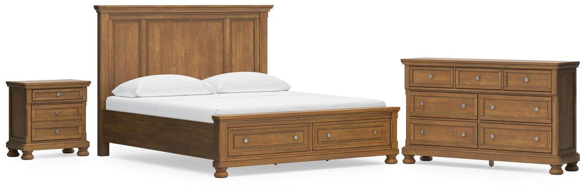 Feddinger California King Panel Storage Bed, Dresser and Nightstand