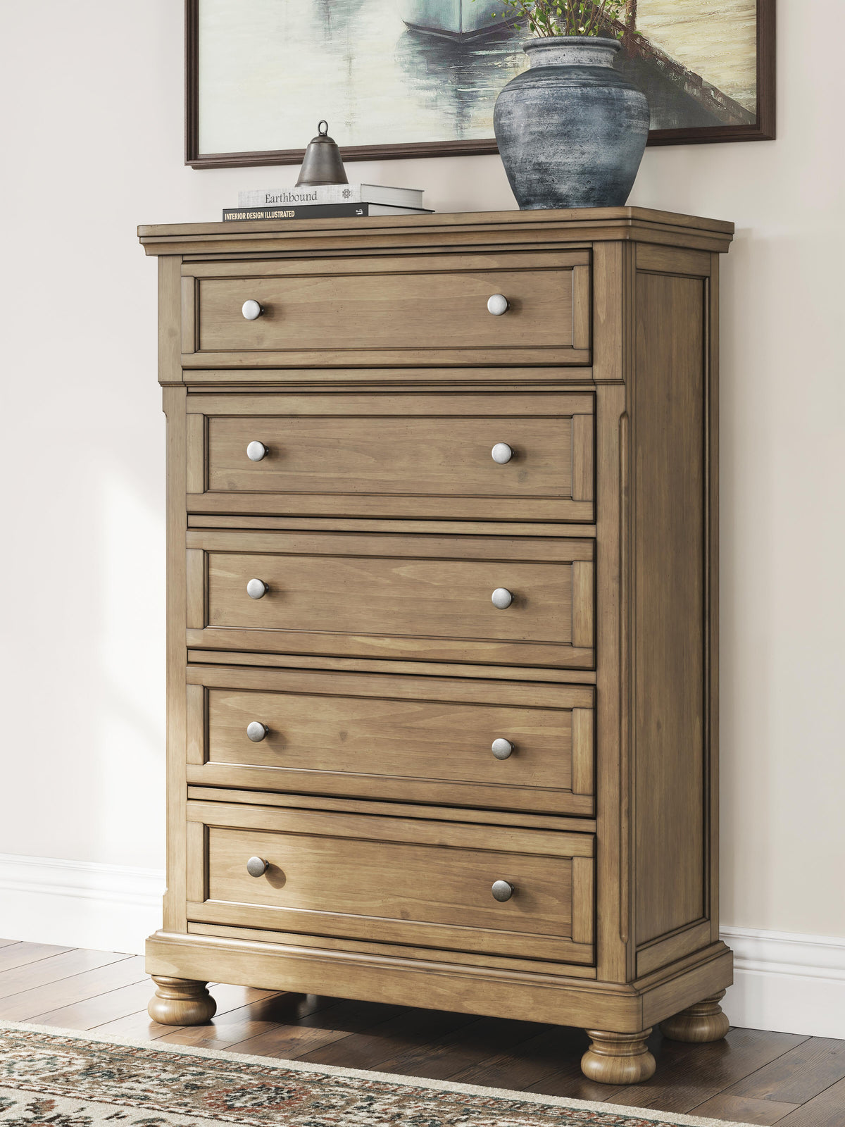 Feddinger Queen Panel Bed, Dresser, Mirror, Chest and Nightstand