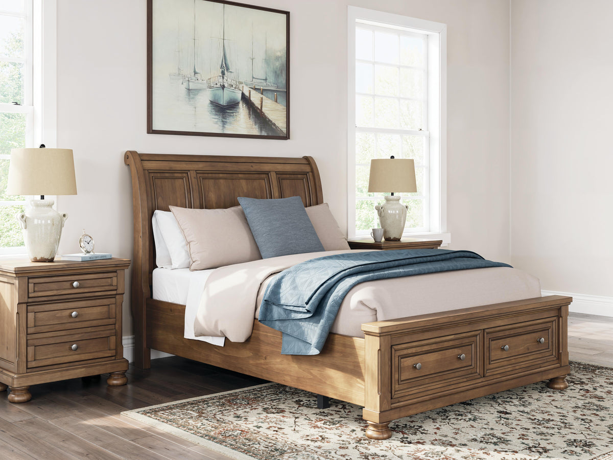 Feddinger Queen Sleigh Storage Bed, Dresser and Mirror