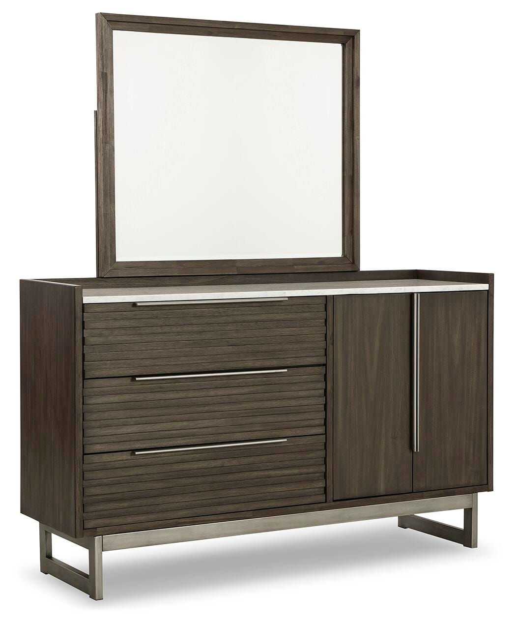 Arkenton Panel Bed Set - Mirrored Dresser