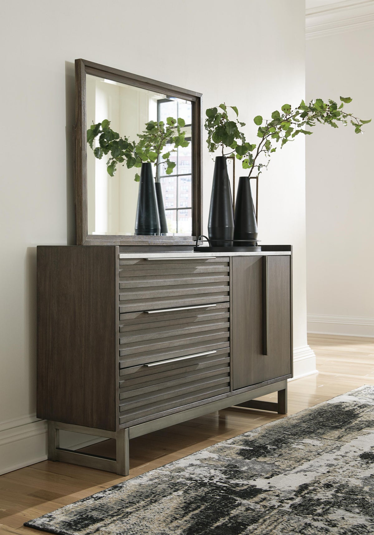 Arkenton King Panel Bed, Dresser and Mirror