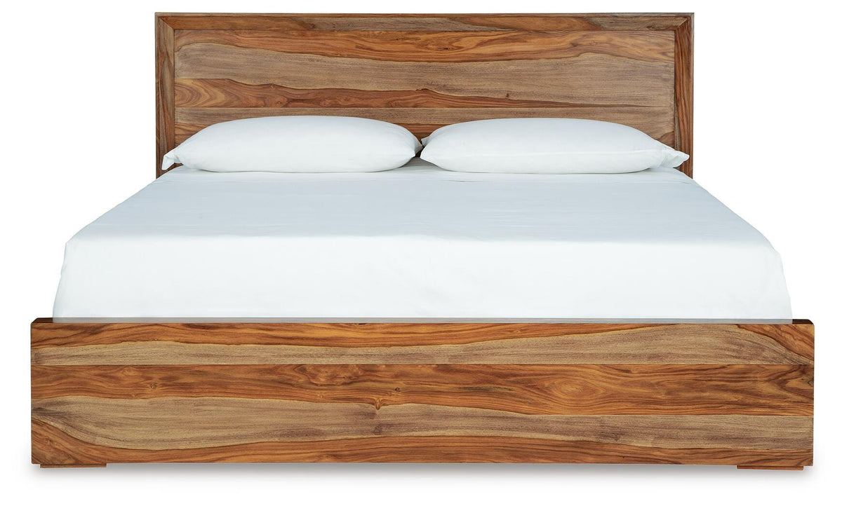 Dressonni California King Panel Bed, Dresser and Mirror