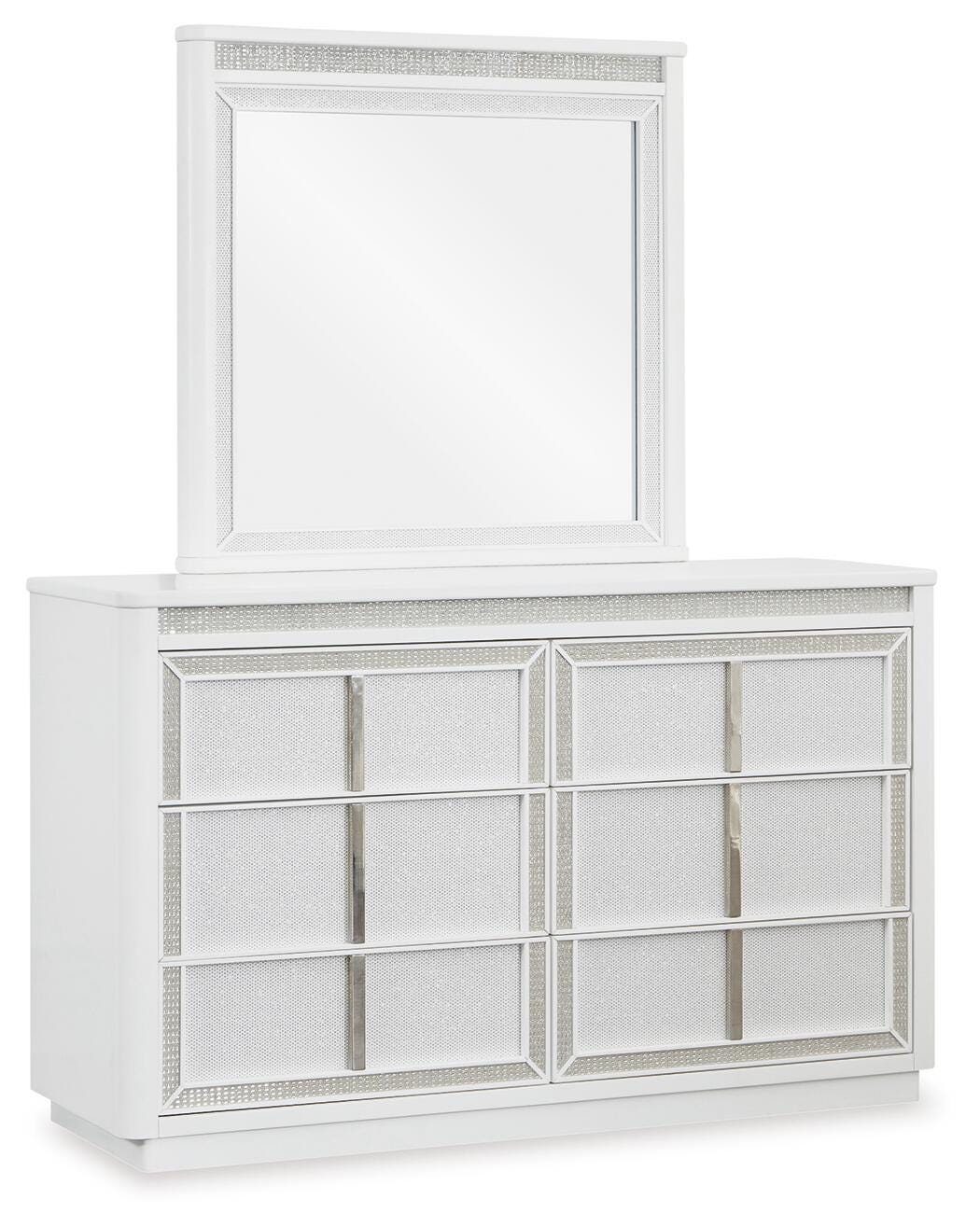 Chalanna Queen Upholstered Storage Bed, Dresser and Mirror