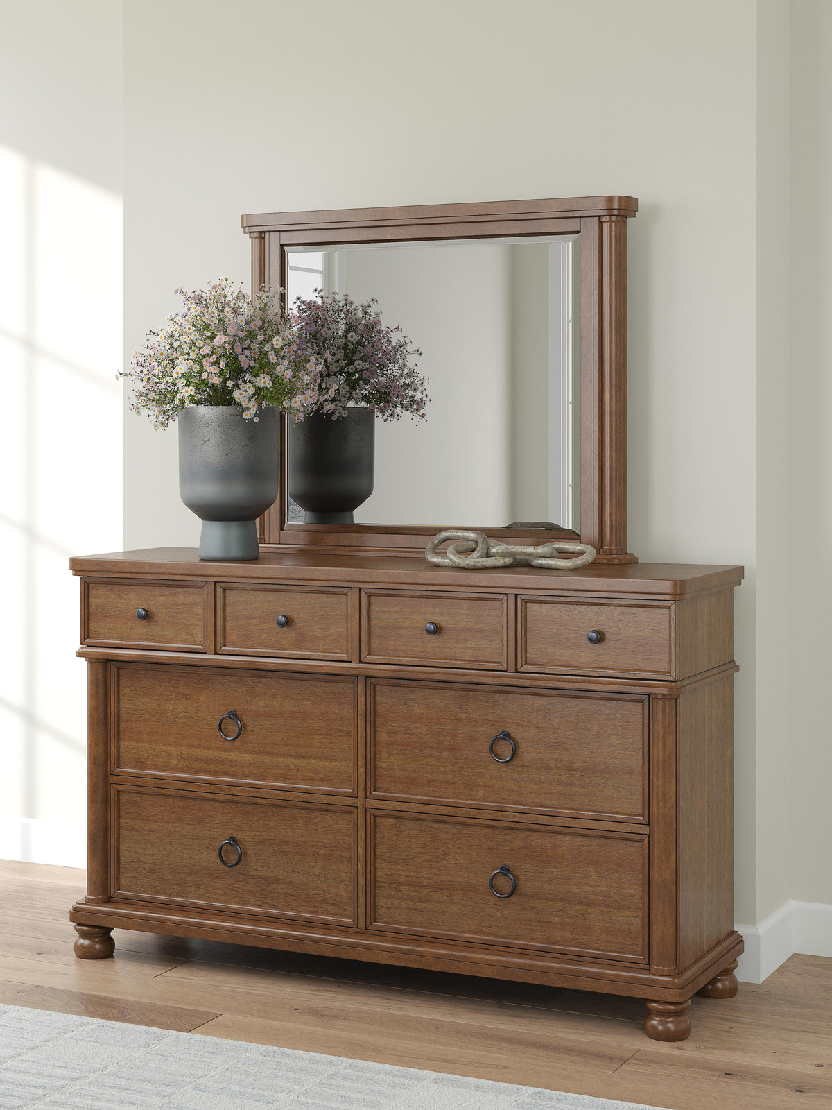 Rowlenstown Queen Poster Bed, Dresser and Mirror