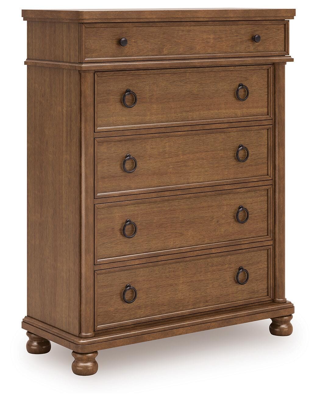 Rowlenstown California King Poster Bed with Dresser and Chest