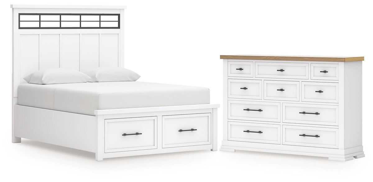 Ashbryn Panel Storage Bed Set - Queen, Dresser