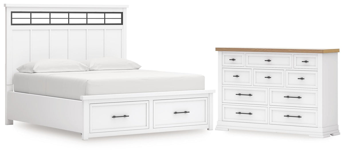 Ashbryn Panel Storage Bed Set - California King, Dresser