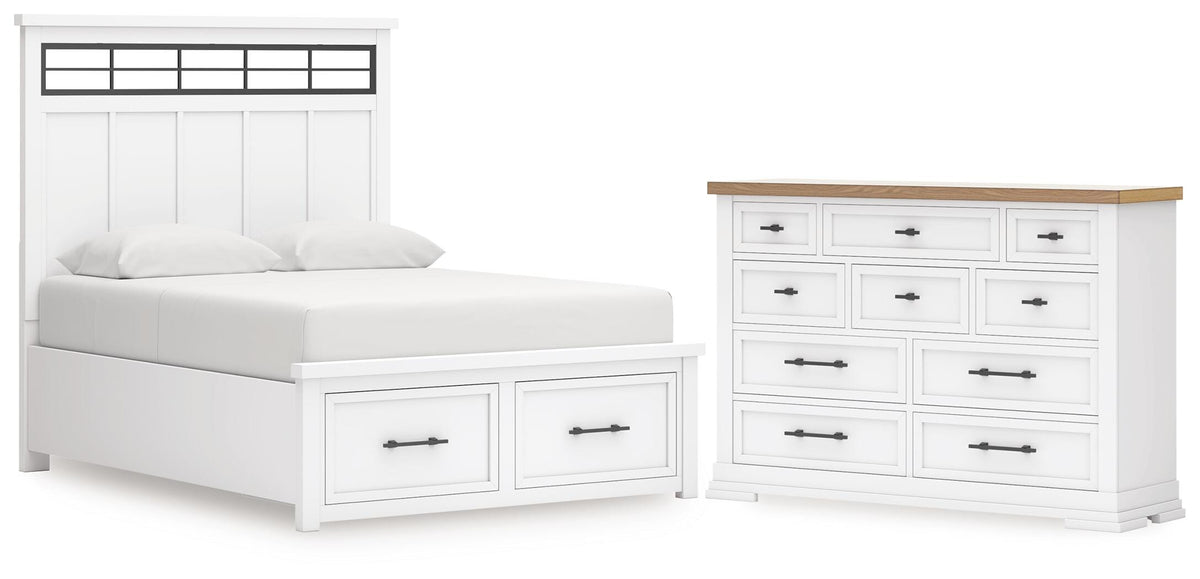 Ashbryn Panel Storage Bed Set - King, Dresser