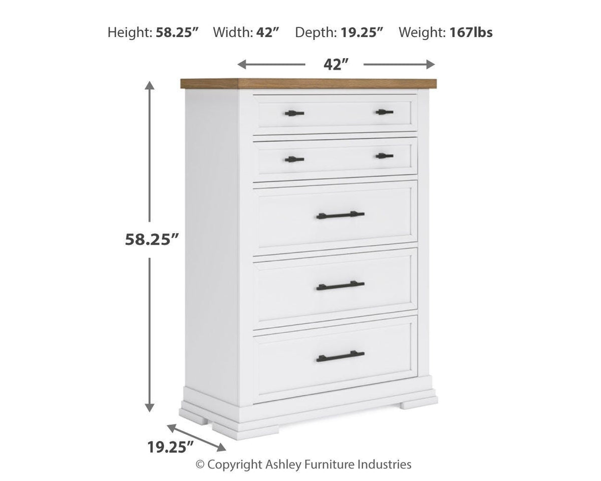 Ashbryn Panel Storage Bed Set - California King, Dresser, Mirror and Chest